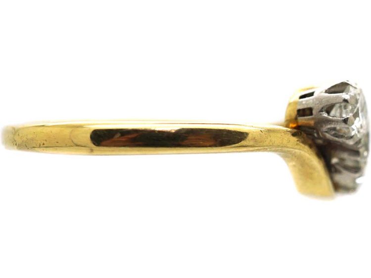 Edwardian 18ct Gold & Platinum, Three Stone Crossover Ring