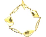 Modernist 18ct Gold Bracelet with Three Opals