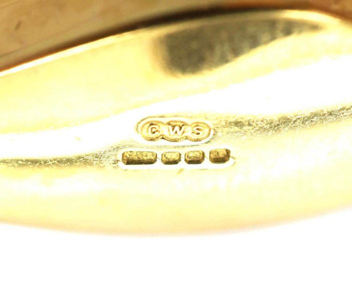 Modernist 18ct Gold Bracelet with Three Opals