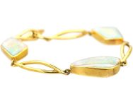 Modernist 18ct Gold Bracelet with Three Opals