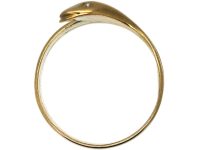 Victorian 9ct Gold Snake Ring With Rose Diamond Eyes