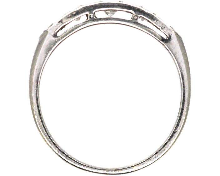 Art Deco 18ct White Gold Ring set with Diamonds & Calibre Sapphires