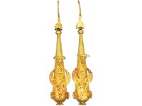 Georgian Ornate 15ct Gold Drop Earrings