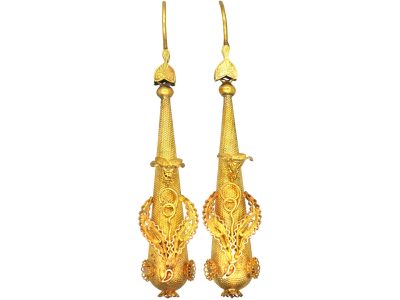 Georgian Ornate 15ct Gold Drop Earrings