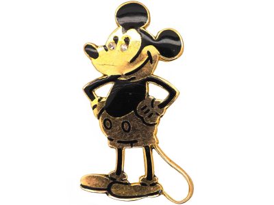 18ct Gold & Enamel Micky Mouse Brooch by Charles Horner in 1930