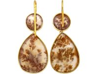 Georgian 18ct Gold Dendritic Agate Drop Earrings
