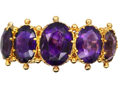 Regency 15ct Gold Amethyst Five Stone Ring