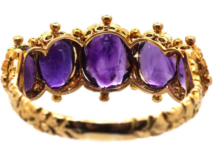 Regency 15ct Gold Amethyst Five Stone Ring