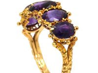 Regency 15ct Gold Amethyst Five Stone Ring