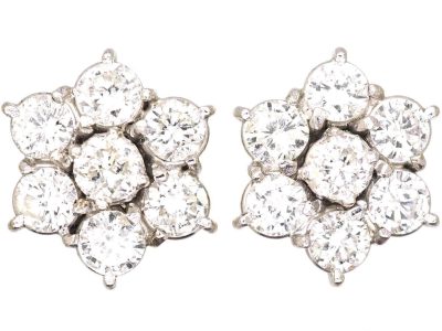18ct White Gold Diamond Cluster Earrings