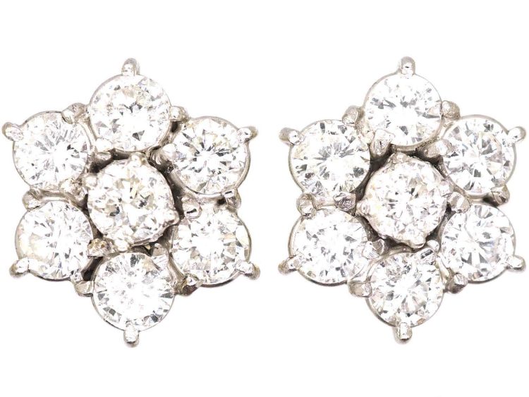 18ct White Gold Diamond Cluster Earrings