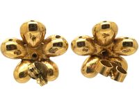 Vintage 9ct Gold Pansy Earrings set with Almandine Garnets