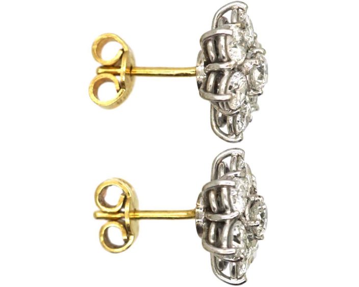 18ct White Gold Diamond Cluster Earrings