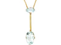 Art Deco 9ct Gold Pendant set with Two Aquamarines