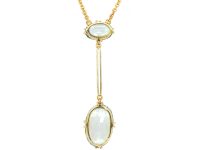 Art Deco 9ct Gold Pendant set with Two Aquamarines