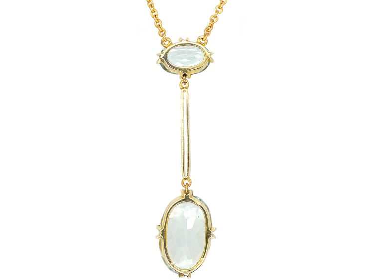Art Deco 9ct Gold Pendant set with Two Aquamarines