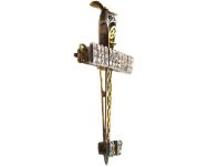 Edwardian 15ct Gold & Silver Brooch set with Diamonds & Garnets Attributed to Blériot's XI Aeroplane