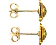 Victorian 15ct Gold Black & White Enamel Octagonal Earrings