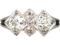 Art Deco Platinum Four Stone Diamond Ring
