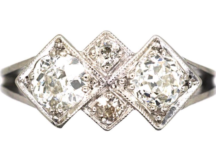 Art Deco Platinum Four Stone Diamond Ring