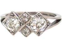 Art Deco Platinum Four Stone Diamond Ring