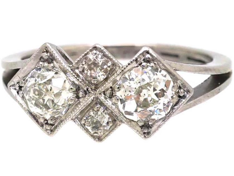 Art Deco Platinum Four Stone Diamond Ring