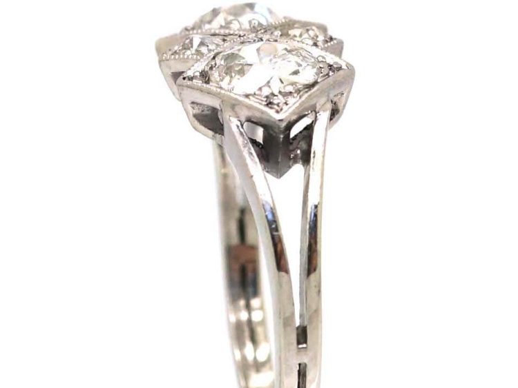Art Deco Platinum Four Stone Diamond Ring