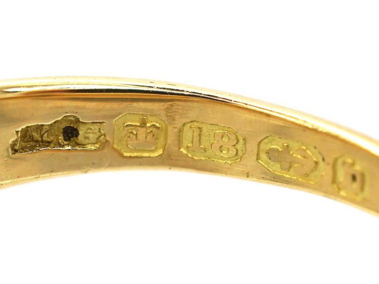Victorian 18ct Gold, Three Stone Diamond Rub Over Set Ring