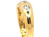 Victorian 18ct Gold, Three Stone Diamond Rub Over Set Ring