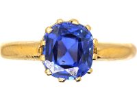 Edwardian 18ct Gold, Sapphire Solitaire Ring