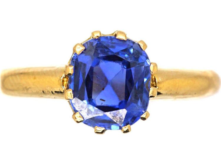 Edwardian 18ct Gold, Sapphire Solitaire Ring