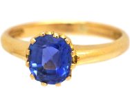 Edwardian 18ct Gold, Sapphire Solitaire Ring
