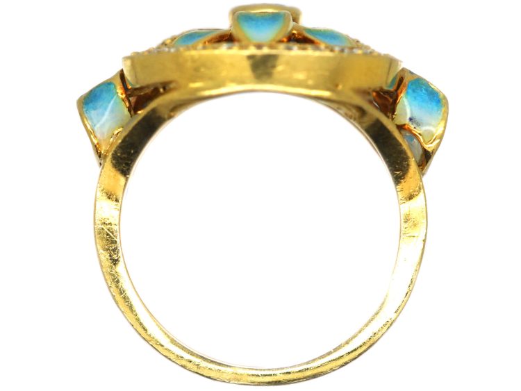 18ct Gold, Sapphire & Diamond Plique-à-Jour Ring by Masriera