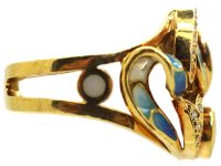 18ct Gold, Sapphire & Diamond Plique-à-Jour Ring by Masriera