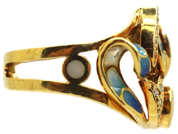18ct Gold, Sapphire & Diamond Plique-à-Jour Ring by Masriera