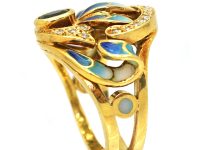 18ct Gold, Sapphire & Diamond Plique-à-Jour Ring by Masriera