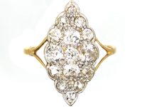 Edwardian 18ct Gold & Platinum, Diamond Marquise Shaped Ring