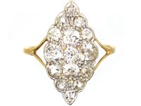 Edwardian 18ct Gold & Platinum, Diamond Marquise Shaped Ring