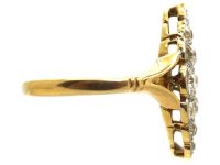 Edwardian 18ct Gold & Platinum, Diamond Marquise Shaped Ring