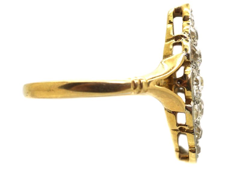 Edwardian 18ct Gold & Platinum, Diamond Marquise Shaped Ring
