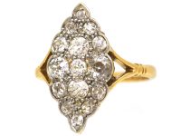 Edwardian 18ct Gold & Platinum, Diamond Marquise Shaped Ring