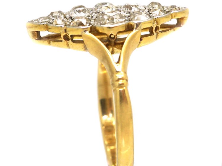 Edwardian 18ct Gold & Platinum, Diamond Marquise Shaped Ring