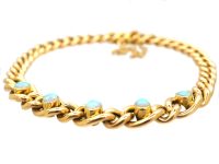 Edwardian 15ct Gold Curb Bracelet set with Five Opals