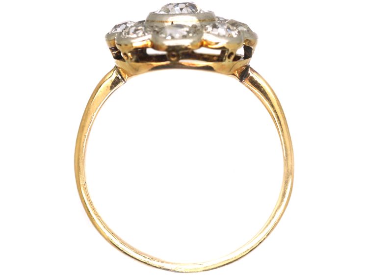 Edwardian 18ct Gold & Platinum, Diamond Daisy Cluster Ring