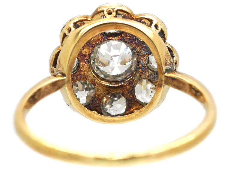 Edwardian 18ct Gold & Platinum, Diamond Daisy Cluster Ring
