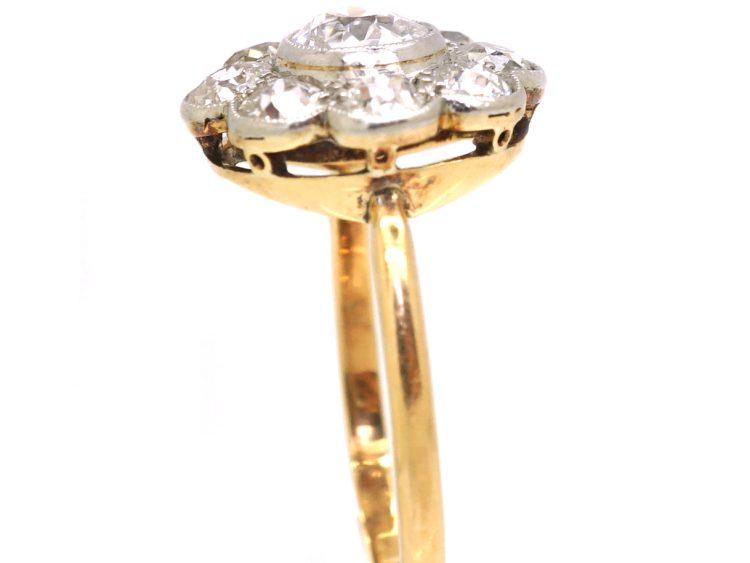 Edwardian 18ct Gold & Platinum, Diamond Daisy Cluster Ring