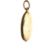 Edwardian 9ct Gold Back & Front Round Locket Engraved with Ivy Leaves