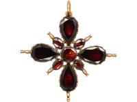 Georgian 9ct Gold & Foiled Almandine Garnet Cruciform Pendant