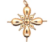 Georgian 9ct Gold & Foiled Almandine Garnet Cruciform Pendant