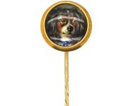 Victorian 15ct Gold & Enamel Tie Pin of a King Charles Spaniel Signed Essex
